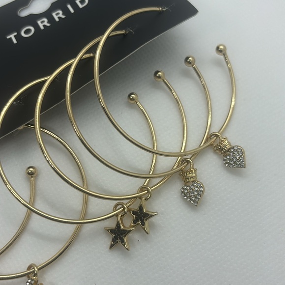 Torrid large gold plated hoop earrings crosses stars hearts new with tags - Picture 3 of 5